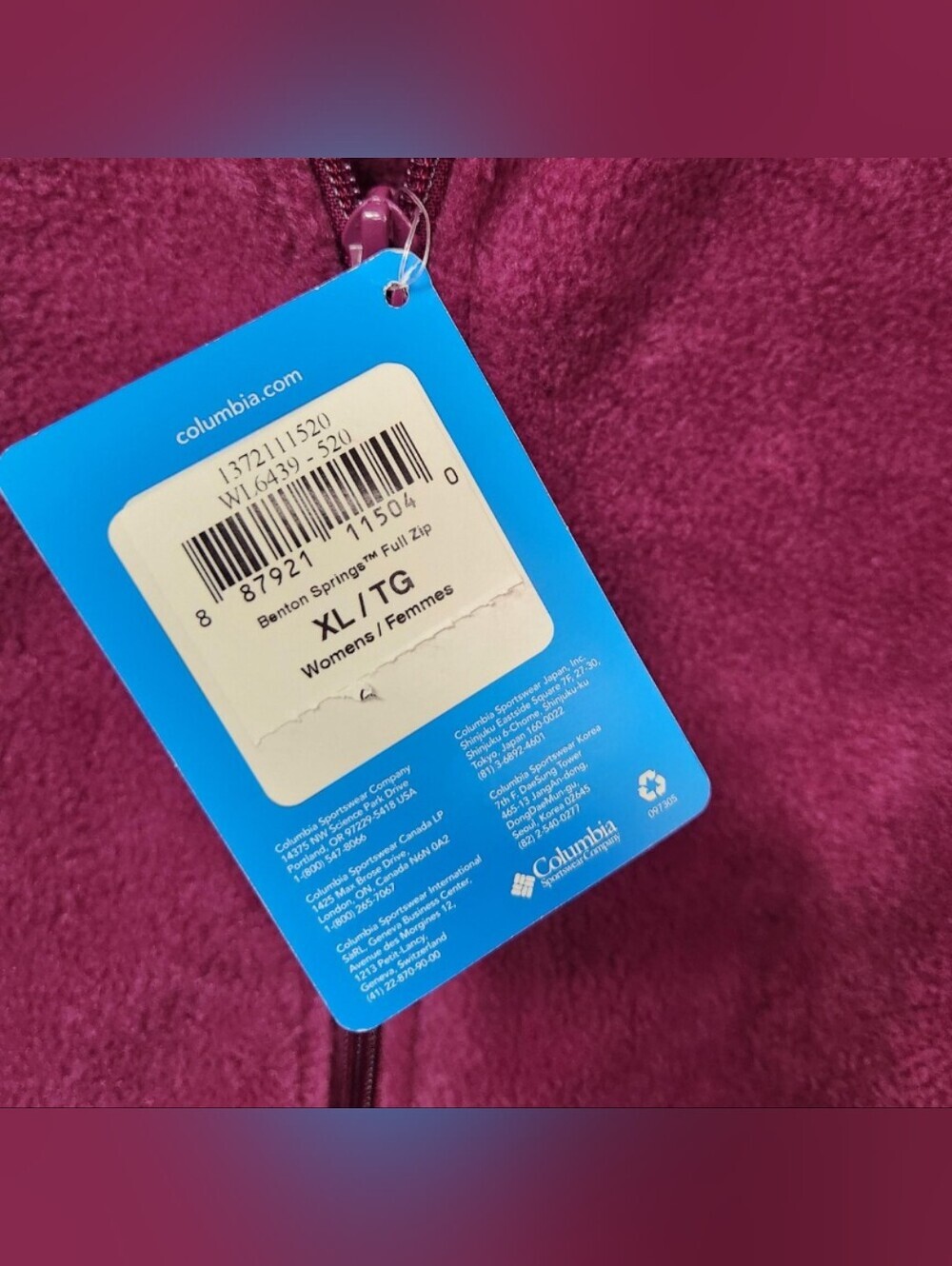 Columbia Women's Benton Springs™ Full-Zip Fleece Jacket Size XL NWT MSRP $60 - Picture 6 of 6